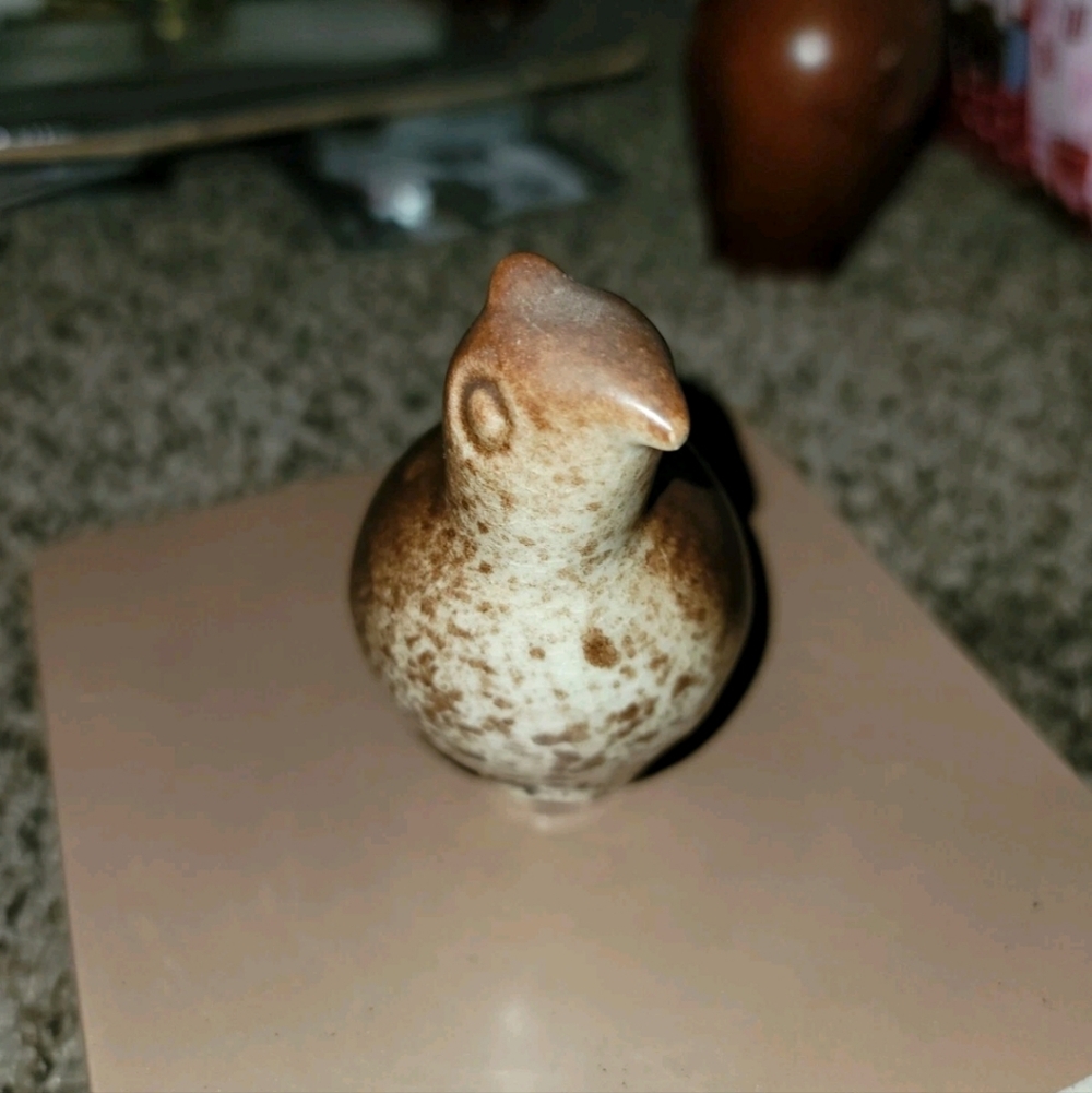 Brown and Cream Ceramic Bird Figurine Quail Vintage Art Piece